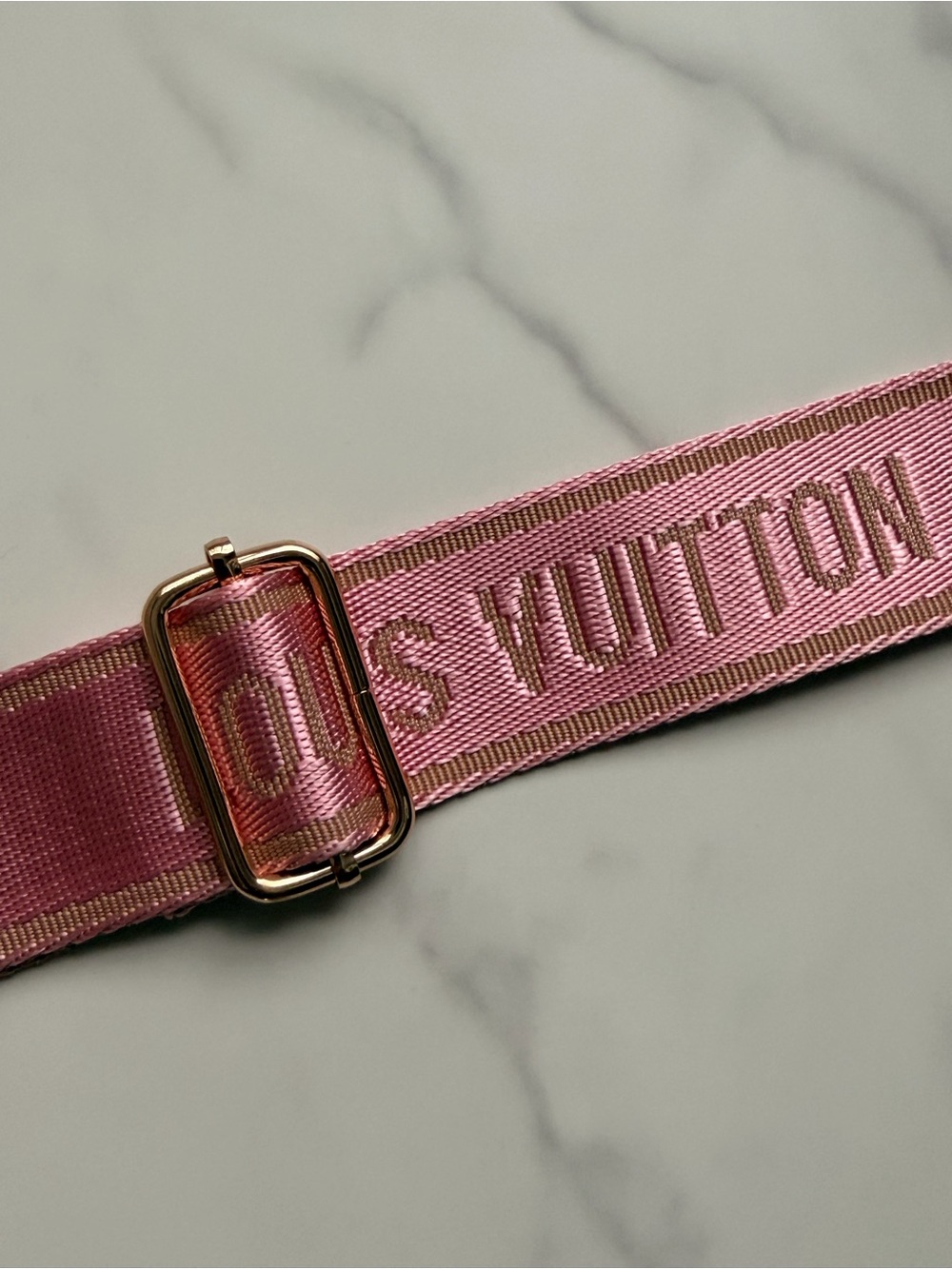 LV Designer Speedy Shoulder logo replacement Blush pink guitar Strap - Picture 5 of 8